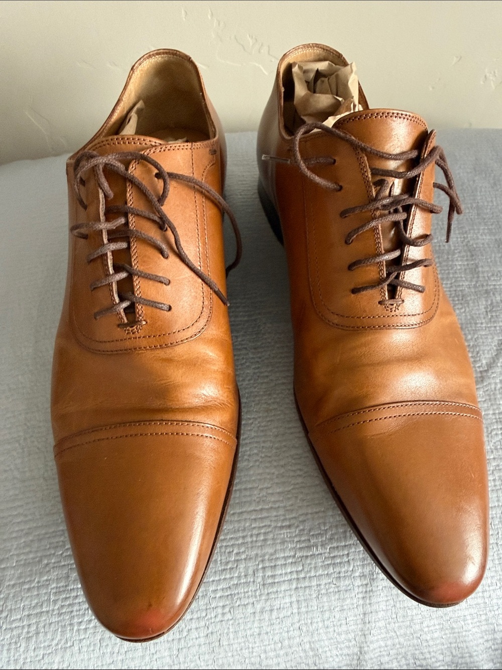 Gucci Brown Leather Cap-Toe Oxfords